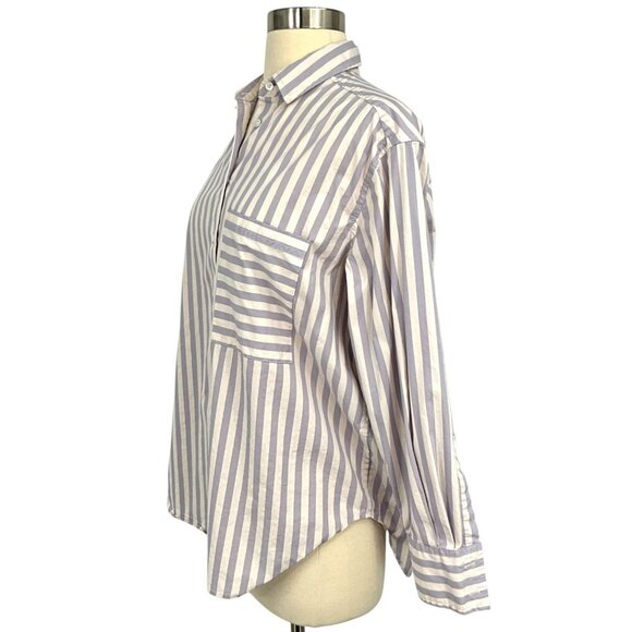 AYR The Deep End Shirt Lilac White Button Up Size XS Striped Long Sleeve - Picture 3 of 9